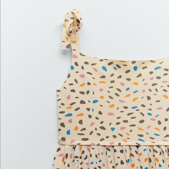 NWT. Zara Cream Printed Knit Midi Dress. Size S. - Picture 7 of 12